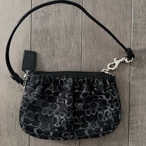 Coach Black and silver Patterned Wristlet
